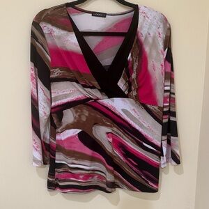Cocomo Women's Top Swirl Pattern Women’s long sleeve Blouse size L Stretch